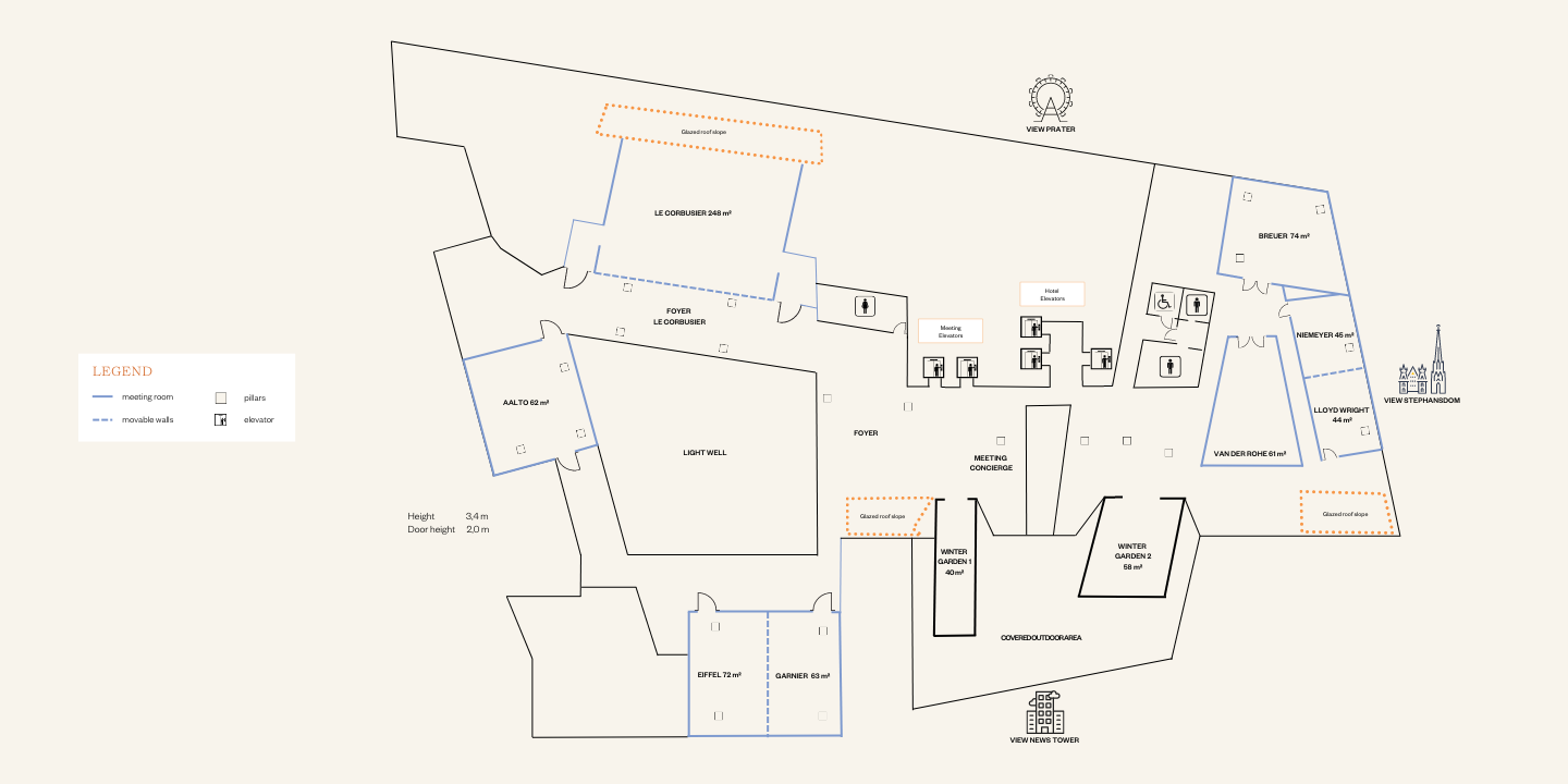 Meetings and Events Area Floor Plan at SO/ Vienna