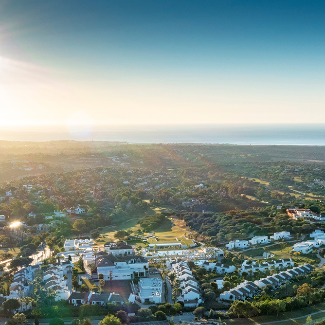 Resort seen from above on a sunny day