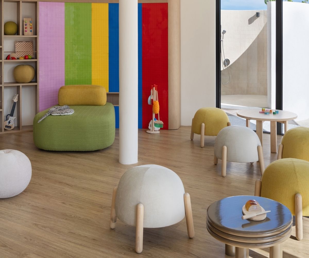 A vibrant children's room at the kids club, featuring colorful furniture and playful decor.